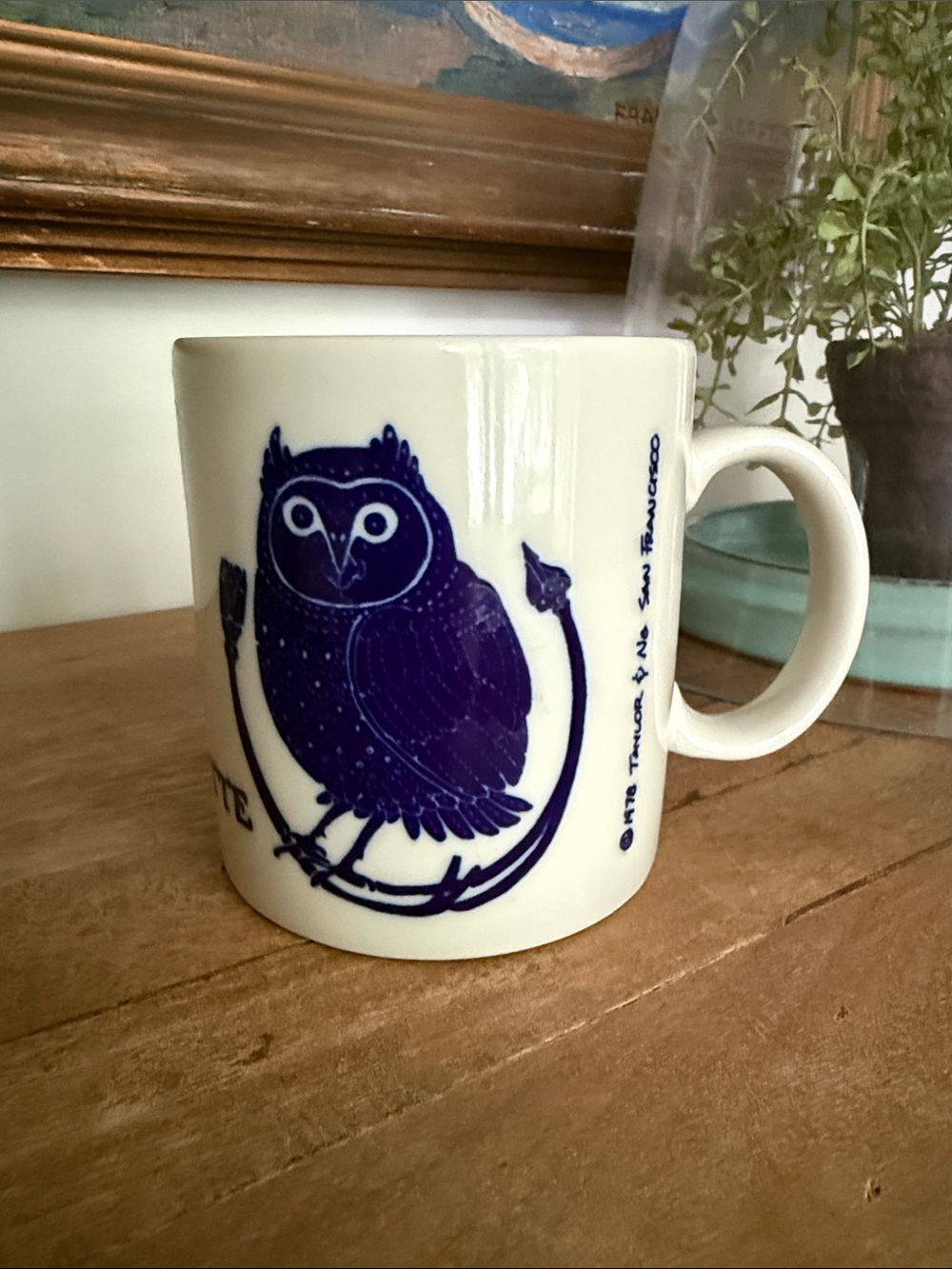 La Chouette 1978 Owl Mug in Blue by Taylor and NG San Francisco